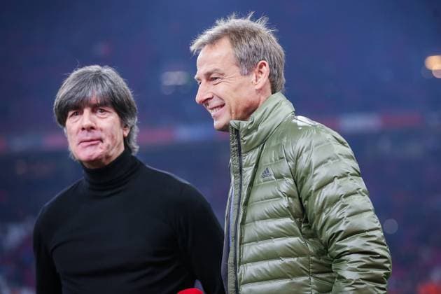 v li Coach Joachim Loew Germany and Juergen Klinsmann TV expert RTL former national coach DFB regulations prohibit any use of photographs as image sequences and or quasi video GER Soccer international Netherlands Germany 24 03 2019 Netherlands Copyright: xTomxWellerx xEibner-Pressefotox EP_eer