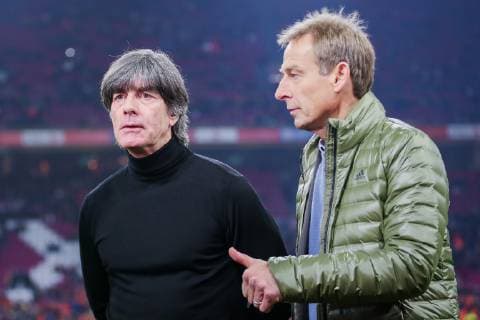 v li Coach Joachim Loew Germany and Juergen Klinsmann TV expert RTL former national coach DFB regulations prohibit any use of photographs as image sequences and or quasi video GER Soccer international Netherlands Germany 24 03 2019 Netherlands Copyright: xTomxWellerx xEibner-Pressefotox EP_eer