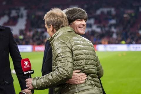 24 03 2019 xkvx Football European Championship Qualification 2020 Netherlands National Team Germany emspor v l Head Coach National Coach Joachim Loew German Football National Team DFB Juergen Klinsmann TV Expert former National Coach DFL DFB REGULATIONS PROHIBIT ANY USE OF PHOTOGRAPHS as IMAGE SEQUENCES and or QUASI VIDEO Amsterdam
