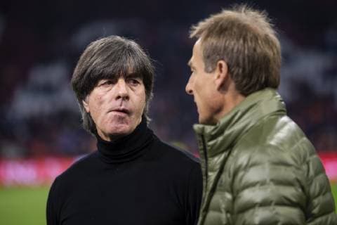 24 03 2019 xkvx Football European Championship Qualification 2020 Netherlands National Team Germany emspor v l Head Coach National Coach Joachim Loew German Football National Team DFB Juergen Klinsmann TV Expert former National Coach DFL DFB REGULATIONS PROHIBIT ANY USE OF PHOTOGRAPHS as IMAGE SEQUENCES and or QUASI VIDEO Amsterdam