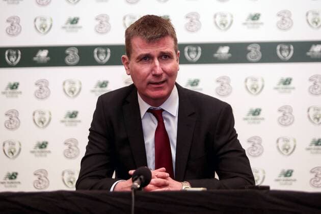 UEFA EURO EM Europameisterschaft Fussball Under 21 Championship Qualifier, Tallaght Stadium, Dublin 24 3 2019 Republic of Ireland vs Luxembourg Ireland manager Stephen Kenny speaks to the media after the game Stephen Kenny speaks to the media after the game 24 3 2019  Copyright: x©INPHO LaszloxGeczox LG1_1104