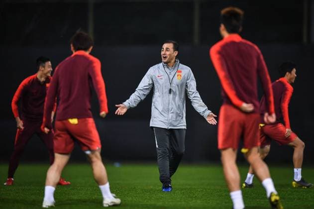 Head coach Fabio Cannavaro of Chinese national men s football team takes part in a training session for the Third-fourth place match against Uzbekistan during the 2019 China Cup International Football Championship in Nanning city, south China s Guangxi Zhuang Autonomous Region, 24 March 2019. Cannavaro leads players to gear up for Third-fourth place match of China Cup  20190324_505176