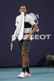 March 24, 2019 - Miami Gardens, Florida, United States Of America - MIAMI GARDENS, FLORIDA - MARCH 24: Nick Kyrgios on Day 7 of the Miami Open Presented by Itau at Hard Rock Stadium on March 24, 2019 in Miami Gardens, Florida..People: Nick Kyrgios. Miami Open 2019 - Day 7 - ZUMAs214 20190324_zda_s214_137 Copyright: xSMGx