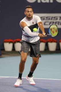 March 24, 2019 - Miami Gardens, Florida, United States Of America - MIAMI GARDENS, FLORIDA - MARCH 24: Nick Kyrgios on Day 7 of the Miami Open Presented by Itau at Hard Rock Stadium on March 24, 2019 in Miami Gardens, Florida..People: Nick Kyrgios. Miami Open 2019 - Day 7 - ZUMAs214 20190324_zda_s214_138 Copyright: xSMGx