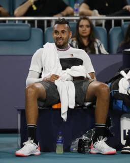 March 24, 2019 - Miami Gardens, Florida, United States Of America - MIAMI GARDENS, FLORIDA - MARCH 24: Nick Kyrgios on Day 7 of the Miami Open Presented by Itau at Hard Rock Stadium on March 24, 2019 in Miami Gardens, Florida..People: Nick Kyrgios. Miami Open 2019 - Day 7 - ZUMAs214 20190324_zda_s214_147 Copyright: xSMGx