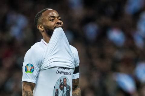 LONDON, ENGLAND - MARCH 22: Raheem Sterling of England celebrate after scoring he s 2nd and he s team 3rd goal during the 2020 UEFA European Championships group A qualifying match between England and Czech Republic at Wembley Stadium on March 22, 2019 in London, United Kingdom. (Photo by Sebastian Frej) SPO, SOC, FOI  Copyright: xSebastianxFrej
