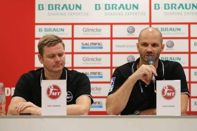 Kassel Rothenbach Halle 23 08 18 Handball 1 Bundesliga Season 2018 19 1 Matchday MT Melsungen against SC Magdeburg Picture Axel Geerken Board of Directors MT Melsungen Heiko Grimm Trainer MT Melsungen xsmmpJPGx