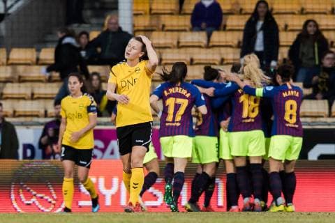 190327 Synne Skinnes Hansen of LSK Women looks dejected after 0 1 during the UEFA Womens Champions League quarterfinal match between LSK Women and Barcelona on March 27 2019 in Lillestrom Photo Jon Olav Nesvold PICTURE CODE code JE 160436,  Copyright: JONxOLAVxNESVOLD BB190327JE002