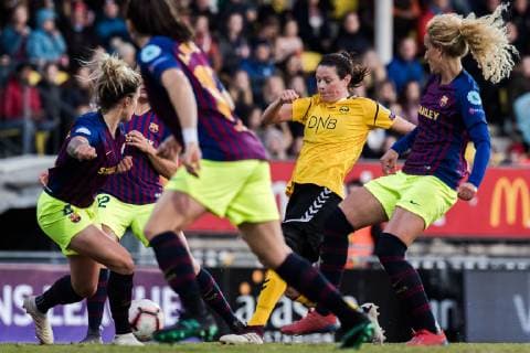 190327 Isabell Bachor of LSK Women during the UEFA Womens Champions League quarterfinal match between LSK Women and Barcelona on March 27 2019 in Lillestrom Photo Jon Olav Nesvold PICTURE CODE code JE 160436,  Copyright: JONxOLAVxNESVOLD BB190327JE005