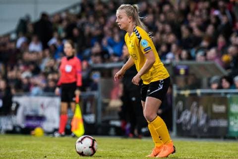 190327 Emilie Marie Woldvik of LSK Women during the UEFA Womens Champions League quarterfinal match between LSK Women and Barcelona on March 27 2019 in Lillestrom Photo Jon Olav Nesvold PICTURE CODE code JE 160436,  Copyright: JONxOLAVxNESVOLD BB190327JE010