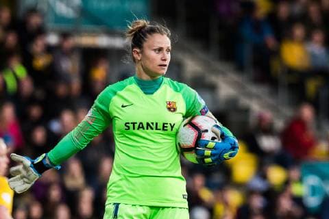 190327 Goalie Sandra Panos of Barcelona during the UEFA Womens Champions League quarterfinal match between LSK Women and Barcelona on March 27 2019 in Lillestrom Photo Jon Olav Nesvold Picture Board code JE 160436,  Copyright: JONxOLAVxNESVOLD BB190327JE011
