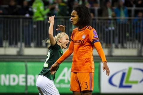 GER UWCL quarter finals VfL Wolfsburg vs Olympique Lyon 27 03 2019 AOK Stadium Wolfsburg GER UWCL quarter finals VfL Wolfsburg vs Olympique Lyon UEFA REGULATIONS PROHIBIT ANY USE OF PHOTOGRAPHS AS IMAGE SEQUENCES AND OR QUASI VIDEO in picture shows Pernille Harder VfL Wolfsburg 22 meets 2 2 and cheers nordphotox xRauch nph00251