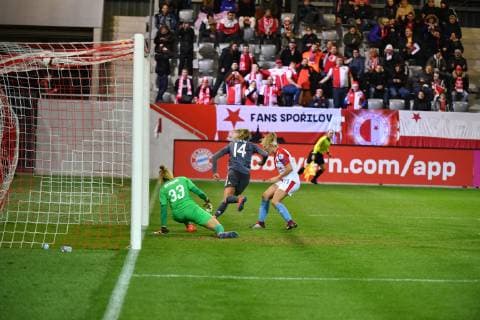 Soccer UEFA Womens Champions League 27 03 2019 FC Bayern München SK Slavia Praha Soccer UEFA Womens Champions League 27 03 2019 FC Bayern München SK Slavia Praha in Munich FCB Campus Bayern Deutschland Goal by Fridolina Rolfoe 1 0 DFL REGULATIONS PROHIBIT ANY USE OF PHOTOGRAPHS AS IMAGE SEQUENCES AND OR QUASI VIDEO