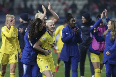 Joie des joueuses de Chelsea - Bethany England FOOTBALL FEMININ : PSG Vs Chelsea - Ligue des Champions - 27 03 2019 MichaelBaucher Panoramic 