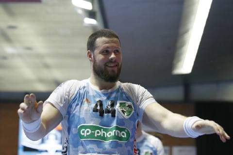 27 03 2019 Swiss Life Hall Hannover EHF Cup Group Phase TSV Hannover Burgdorf vs RK Nexe HRV in picture Ilija Brozovic 44 Han Burgdorf cheers after victory TSV Hannover Burgdorf vs RK Nexe