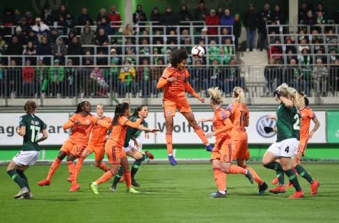 VfL vs Olympique Lyon CL Women Wolfsburg Germany 27 03 2019 FOOTBALL VfL Wolfsburg vs Olympique Lyon Champions League Womens quarter finals season 2018 19 Wendie Renard Olympique Lyon Wolfsburg