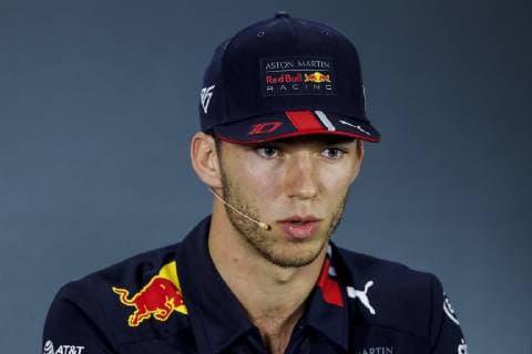 March 28, 2019 - Sakhir, Bahrain - PIERRE GASLY of Aston Martin Red Bull Racing during the press conference PK Pressekonferenz of the 2019 FIA Formula 1 Bahrain Grand Prix at Bahrain International Circuit in Sakhir, Bahrain. Formula 1 2019 - Bahrain Grand Prix Preparations - ZUMAg147 20190328_zap_g147_007 Copyright: xJamesxGasperottix