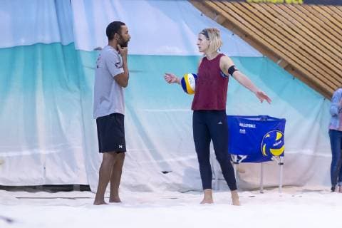 Laura Ludwig r talking Imornefe Bowes Media Day Beach Volleyball National Teams Germany 28 03 19 Hamburg Schleswig Holstein Germany Beach Center Copyright: xAgentur54Gradx xJohnxGarvex