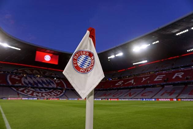 13 03 2019 Soccer UEFA Champions League 2018 2019 Round of sixteen return FC Bayern Munich FC Liverpool in the Allianz Arena Munich The stadium is still empty at the corner flag is emblazoned the Bayern logo DFL and DFB regulations prohibit any use of photographs as image sequences and or quasi video