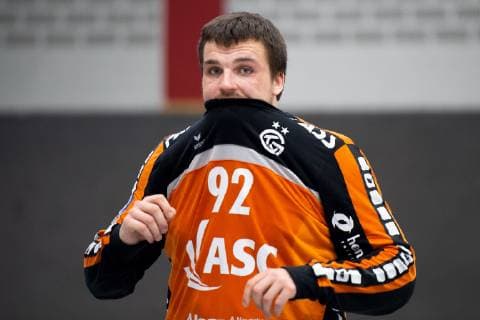 Lübbecke Germany 29 03 2019 2 Handball Bundesliga 2018 2019 TuS N Lübbecke vs TV Großwallstadt Arturs Kugis Großwallstadt Lübbecke Nordrhein Westfalen Germany Merkur Arena