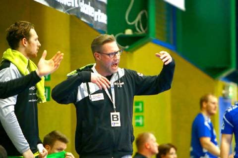 Coach Niels Pfannenschmidt Hagen Handball 2 League 2018 19 EHV Aue VfL Eintracht Hagen on 30 3 2019 EHV Aue Eintracht Hagen