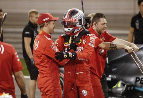 Motorsports: FIA Formula One World Championship WM Weltmeisterschaft 2019, Grand Prix of Bahrain, 5 Sebastian Vettel (GER, Scuderia Ferrari Mission Winnow), 16 Charles Leclerc (MCO, Scuderia Ferrari Mission Winnow), Sakhir Bahrain