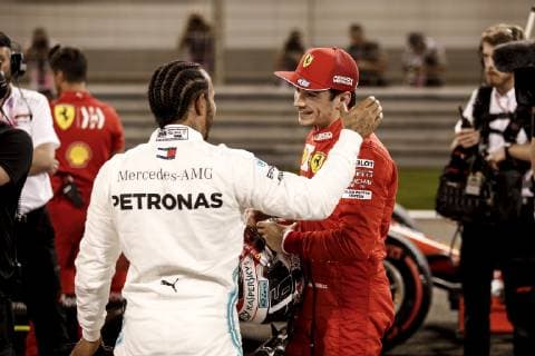 Motorsports: FIA Formula One World Championship WM Weltmeisterschaft 2019, Grand Prix of Bahrain, 44 Lewis Hamilton (GBR, Mercedes AMG Petronas Motorsport), 16 Charles Leclerc (MCO, Scuderia Ferrari Mission Winnow), Sakhir Bahrain