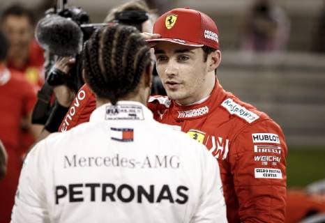 Motorsports: FIA Formula One World Championship WM Weltmeisterschaft 2019, Grand Prix of Bahrain, 44 Lewis Hamilton (GBR, Mercedes AMG Petronas Motorsport), 16 Charles Leclerc (MCO, Scuderia Ferrari Mission Winnow), Sakhir Bahrain