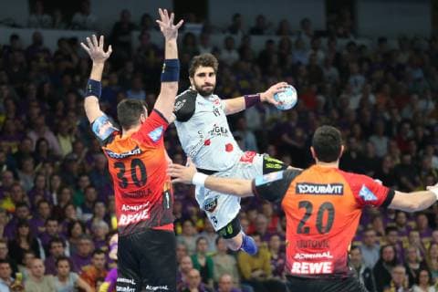 Handball, CL, HBC Nantes - Rhein Neckar Löwen David Balaguer (Nantes) HANDBALL : VELUX EHF Champions League - 1 8eme de finale retour - HBC Nantes vs Rhein-Neckar Lowen - 30 03 2019 KevinDomas Panoramic 