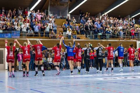 Bietigheim Germany 30 March 2019 HBF 18 19 SG BBM Bietigheim vs. Buxtehuder SV the team of Bietigheim final jubilation final jubilation emotion joy Bietigheim Bissingen Viadukthalle Baden Württemberg Germany