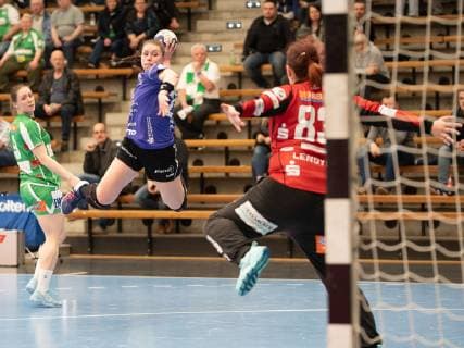27 Sina Ritter HSG Bad Wildungen Vipers against 9 Johanna Schindler Frisch Auf Frauen Frisch Auf Göppingen vs. HSG Bad Wildungen Vipers Handball Women 1 Bundesliga 30 03 2019 Frisch Auf Göppingen vs. HSG Bad Wildungen Vipers Handball Women 1 Bundesliga 30 03 2019 Göppingen Copyright: xEibner Michael_Schmidtx EP_MST