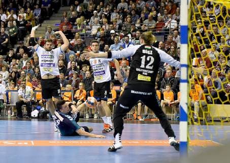 31 03 2019 xlakx Handball HBL Fuechse Berlin Balatonfueredi KSE emspor v l Balazs Nemeth Balatonfueredi KSE 10 Frederik Simak Fuechse Berlin 24 Deber Bence Balatonfueredi KSE 8 Daniel Boesz Balatonfueredi KSE 12 Berlin