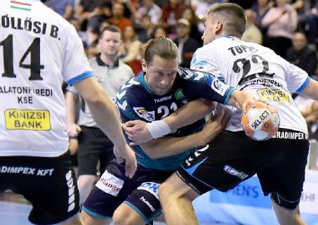 31 03 2019 xlakx Handball HBL Fuechse Berlin Balatonfueredi KSE emspor v l Duel Mattias Zachrisson Fuechse Berlin 21 Topic Petar Balatonfueredi KSE 22 Berlin