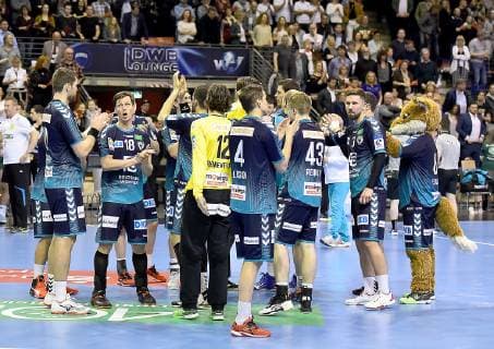 31 03 2019 xlakx Handball HBL Fuechse Berlin Balatonfueredi KSE emspor v l Joy Jubilation at the team of Fuechse Berlin after winning game Berlin