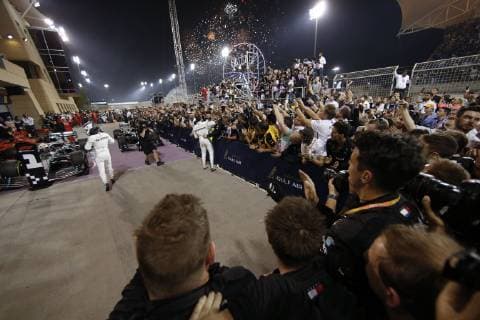 Motorsports: FIA Formula One World Championship WM Weltmeisterschaft 2019, Grand Prix of Bahrain, 77 Valtteri Bottas (FIN, Mercedes AMG Petronas Motorsport), 44 Lewis Hamilton (GBR, Mercedes AMG Petronas Motorsport), Sakhir Bahrain