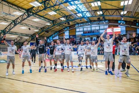 during the match in Handball 2 Bundesliga Men Season 2018 2019 between Dessau Rosslauer HV 06 and HC Elbflorenz 2016 in the Anhalt Arena on 31 March 2019 in Dessau Rosslau Sachsen Anhalt Germany