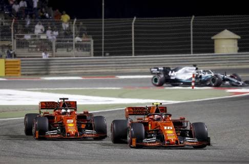 Motorsports: FIA Formula One World Championship WM Weltmeisterschaft 2019, Grand Prix of Bahrain, 16 Charles Leclerc (MCO, Scuderia Ferrari Mission Winnow), 5 Sebastian Vettel (GER, Scuderia Ferrari Mission Winnow), Sakhir Bahrain