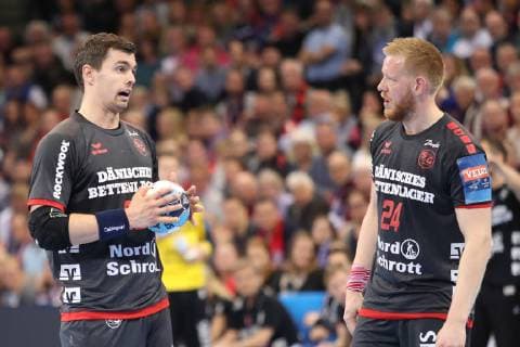 SG Flensburg Handewitt vs Brest HC Meshkov Handball EHF Champions League Round of 16 31 03 19 Rasmus Lauge Schmidt SG Flensburg Handewitt 25 and Jim Gottfridsson SG Flensburg Handewitt 24 xmmkx