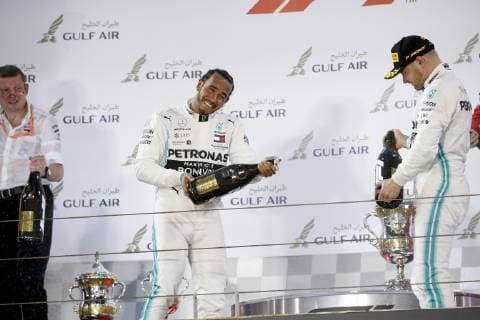 Motorsports: FIA Formula One World Championship WM Weltmeisterschaft 2019, Grand Prix of Bahrain, 44 Lewis Hamilton (GBR, Mercedes AMG Petronas Motorsport), 77 Valtteri Bottas (FIN, Mercedes AMG Petronas Motorsport), Sakhir Bahrain