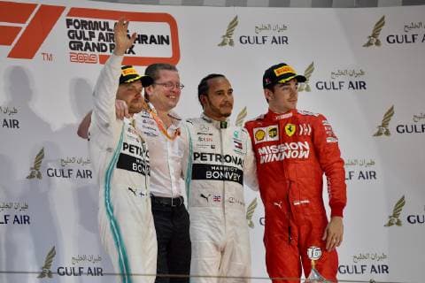 Podium Valtteri Bottas Lewis Hamilton Charles Leclerc formula 1 GP Bahrain in Manama Shakir 31 03 2019 Photo mspb Jerry Andre Podium Valtteri Bottas Lewis Hamilton Charles Leclerc formula 1 GP Bahrain