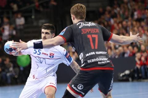 SG Flensburg Handewitt vs Brest HC Meshkov Handball EHF Champions League Round of 16 31 03 19 Petar Dordic Brest HC Meshkov 55 vs Simon Jeppsson SG Flensburg Handewitt 17 xmmkx