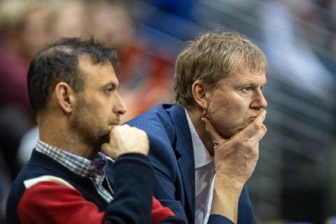 Handball Berlin 31 03 2019 EHF Cup Season 2018 2019 Foxes Berlin Balatonfüredi KSE Bob Hanning Foxes Berlin Managing Director li Volker Zerbe Sports Director Foxes re