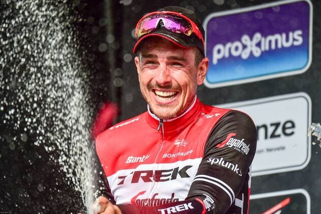 podium v l n r 2 John Degenkolb GER Trek Segafredo 1 Alexander Kristoff NOR UAE Team Emirates 3 Oliver Naesen BEL AG2R La Mondiale here with champagne shower Champagne shower among each other podium award ceremony ceremony celebration jubilation joy Luck emotions emotions facial expressions Mimic Gestic Gestic Landscape landscape horizontal Event Event 81 Gent Wevelgem In Flanders Fields Deinze nach to Wevelgem 249 5 km Place Location Wevelgem Region Flanders Vlaanderen Land Country Belgium Belgium Date Date 31 03 2019 Cycling Radsport 81 Gent Wevelgem In Flanders Fields 31 03 2019
