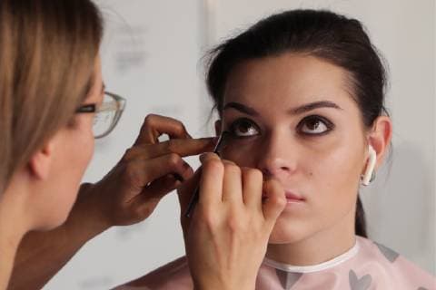 MOSCOW, RUSSIA â€“ APRIL 1, 2019: Olympic champion in Figure skating Eiskunstlauf Adelina Sotnikova prepares for a runway show as part of Mercedes-Benz Fashion Week Russia at the Manege Central Exhibition Hall. Vyacheslav Prokofyev TASS  90423120st