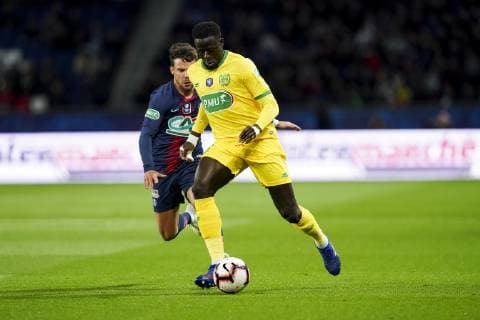 TOURE Abdoulaye (Nantes) vs Juan Bernat (PSG) FOOTBALL : PSG vs Nantes - 1 2 finale Coupe de France - Paris - 03 04 2019 JBAutissier Panoramic 