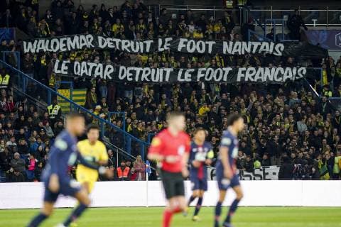 Supporters de Nantes - Banderole FOOTBALL : PSG vs Nantes - 1 2 finale Coupe de France - Paris - 03 04 2019 JBAutissier Panoramic 
