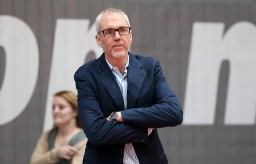 Germany Würzburg s Oliver Arena 04 04 2019 Basketball easyCredit BBL s Oliver Wuerzburg FRAPORT SKYLINERS Picture v l Headcoach Gordon Herbert Fraport Skyliners Copyright: HMBxMedia xHeikoxBecker