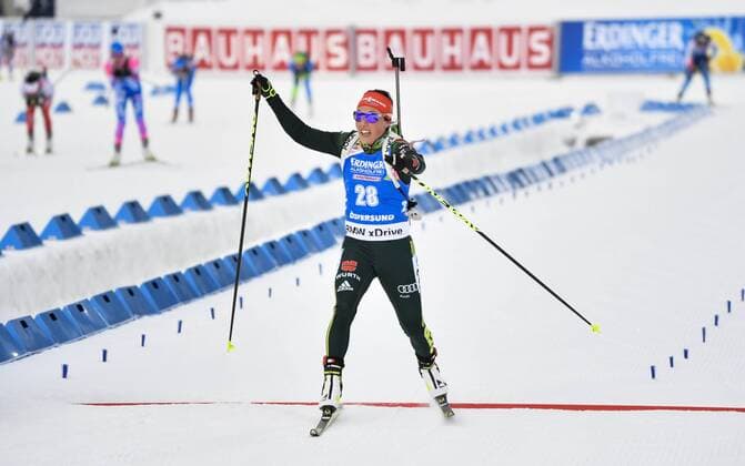 Laura Dahlmeier of Germany crosses the finish line during the women s 15 km individual competition at the IBU World Biathlon Championships in Oestersund, Sweden, on March 12, 2019. OESTERSUND SWEDEN BIATHLON x10070x *** Laura Dahlmeier of Germany crosses the finish line during the women s 15 km individual competition at the IBU World Biathlon Championships in Oestersund Sweden on March 12 2019 OESTERSUND SWEDEN BIATHLON x10070x,  Copyright: xJessicaxGow TTx SWEDEN BIATHLON WORLD CHAMPIONSHIPS