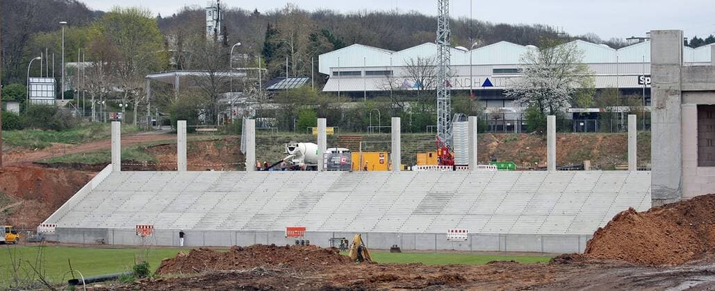 Conversion phase Saarbrücker Ludwigsparkstadion from 5 April 2019 1 FC Saarbrücken 05 04 2019 xmohx Fussball Regionalliga Suedwest 1 FC Saarbruecken Conversion stadium emspor v l Conversion of the Ludwigsparkstadion DFL DFB REGULATIONS PROHIBIT ANY USE OF PHOTOGRAPHS as IMAGE SEQUENCES and or QUASI VIDEO Saarbruecken