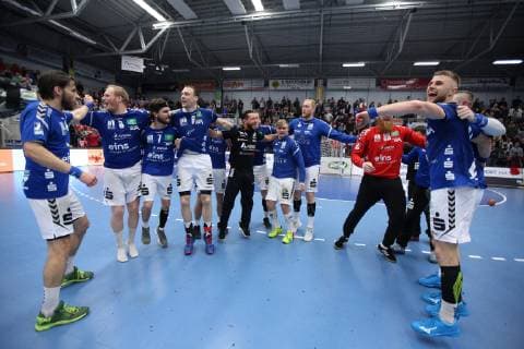 Jubilation at EHV Aue ASV Hamm Westfalen vs. EHV Aue Handball 2 Bundesliga 05 04 2019 ASV Hamm Westfalen vs. EHV Aue Handball 2 Bundesliga 05 04 2019 Hamm Copyright: xEIBNER JanxStrohdiekx EP_JSK
